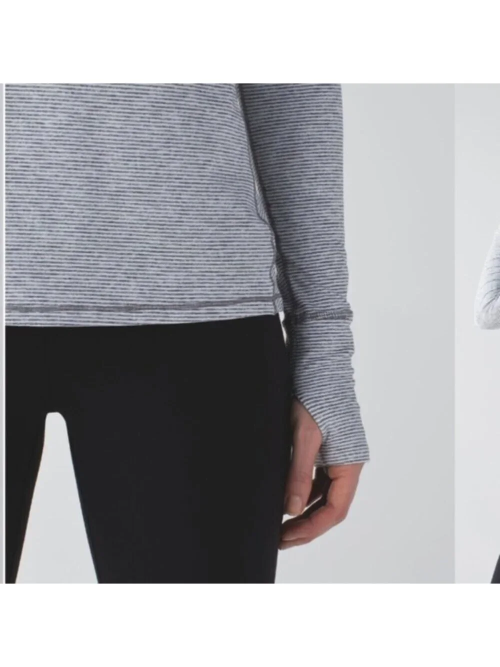 Lululemon Warm Your Core Long Sleeve Tee Tonka Stripe Heathered Slate White